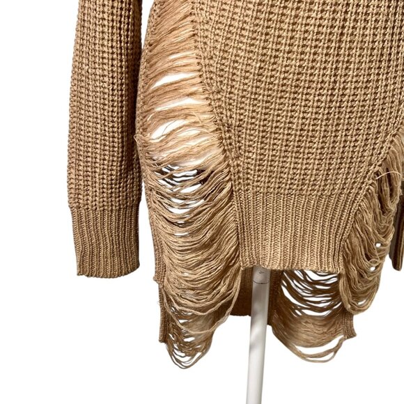 Brown Indie Grunge Boho Granola Nature Fairy Whimsigoth Distressed Knit Dress M - Picture 3 of 10